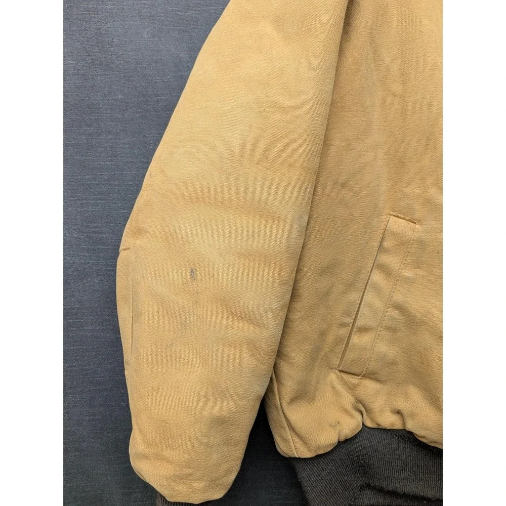 Vtg Muleskins Trashed Canvas Work Coat Chore Jacket Quilited Lining Farm Coat